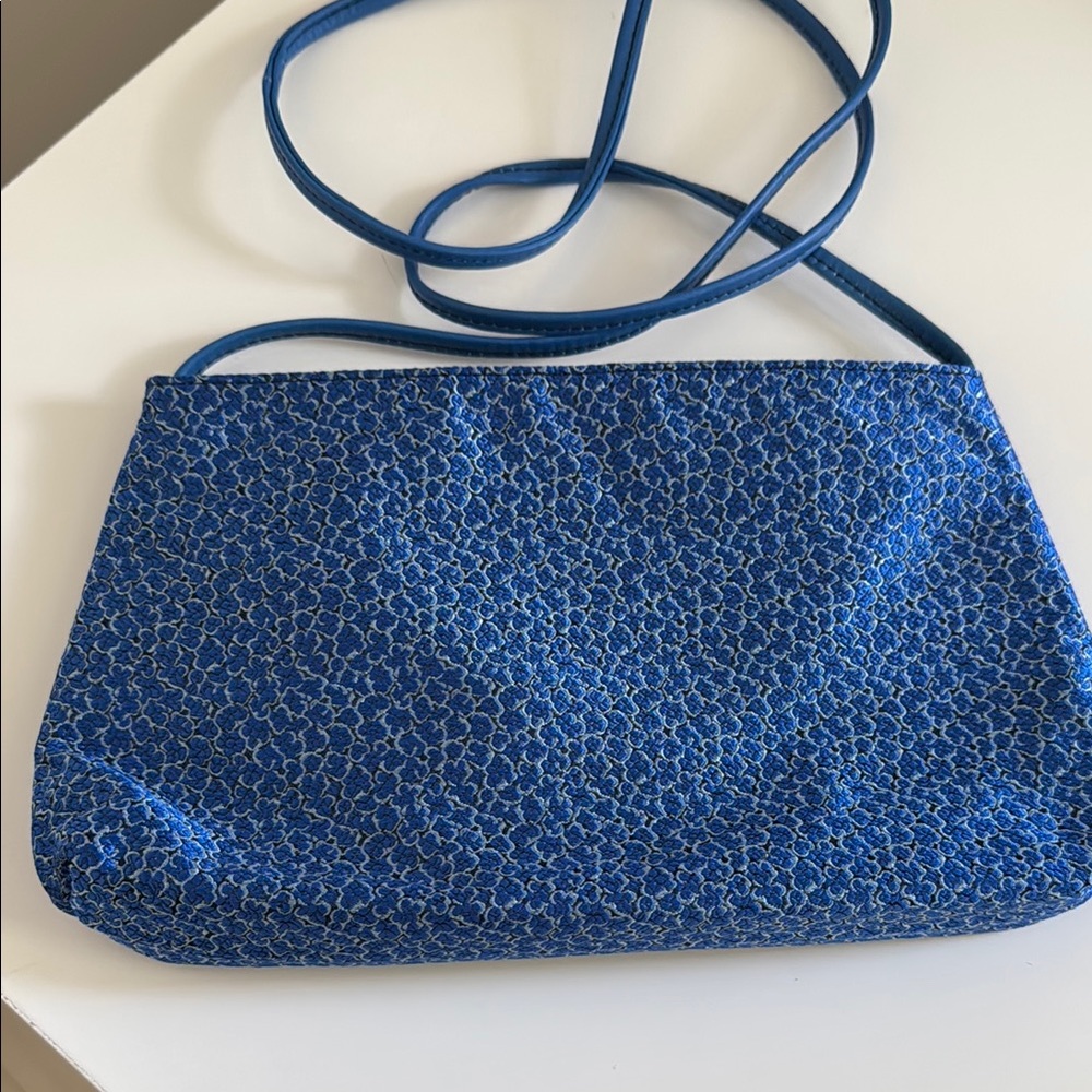 Blue Patterned Silk Italian Crossbody